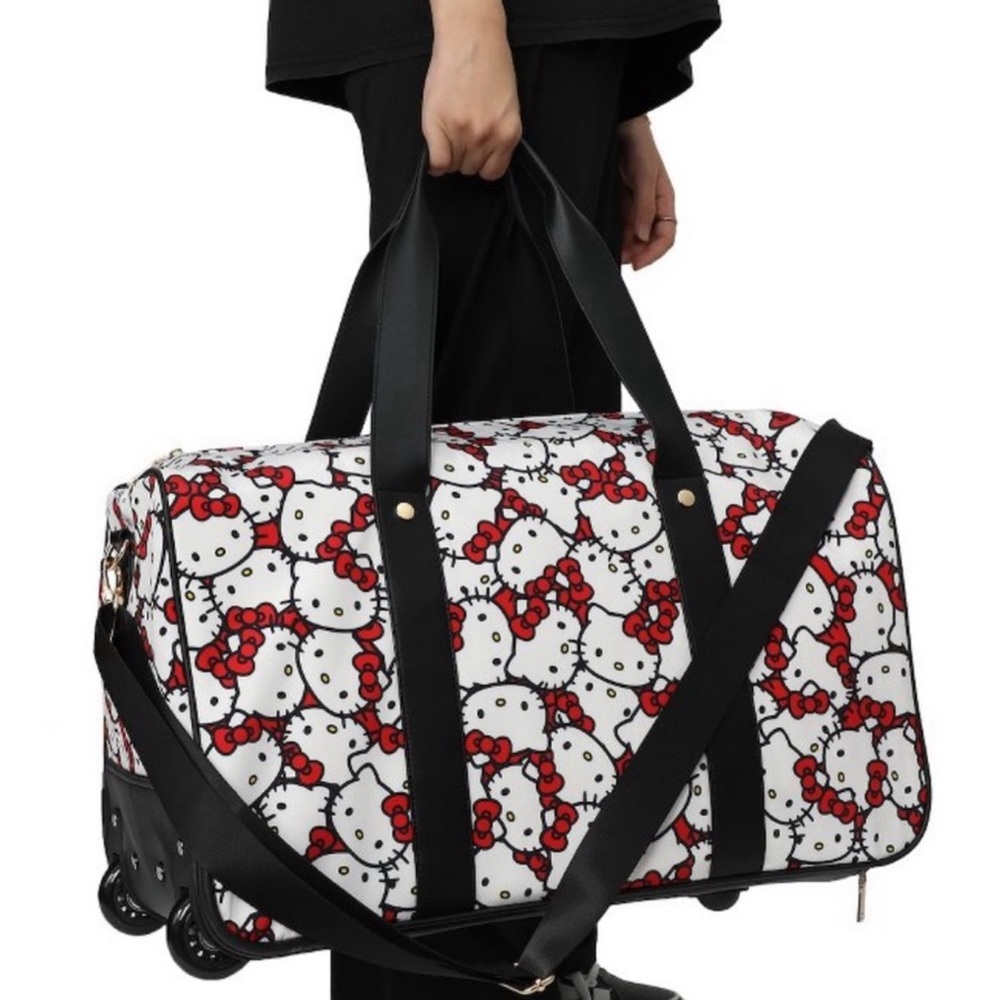 New Hello Kitty White with face logo wheeled duffle bag